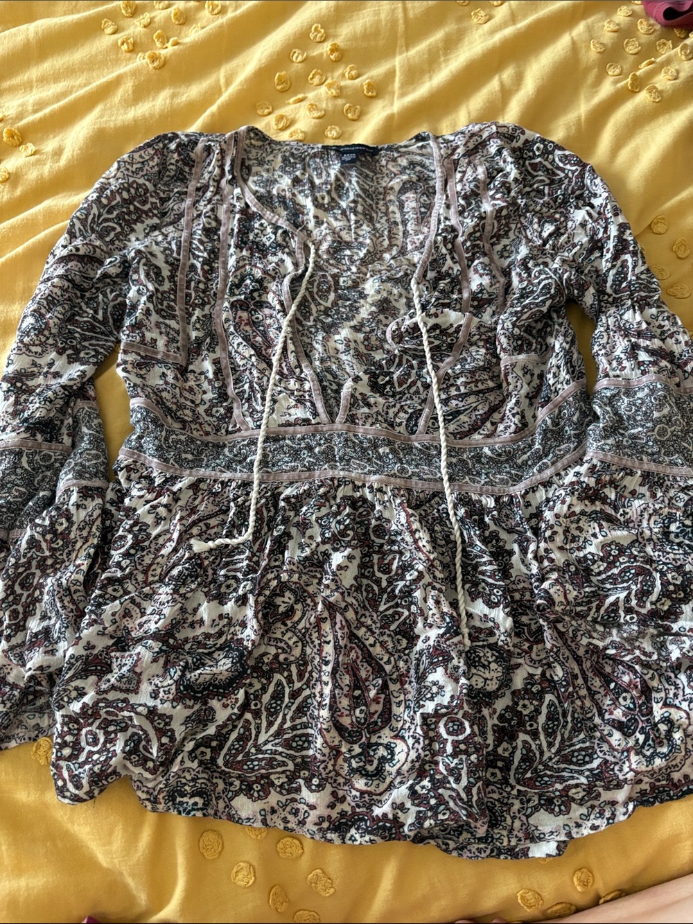 American Eagle Boho Paisley Peplum Top